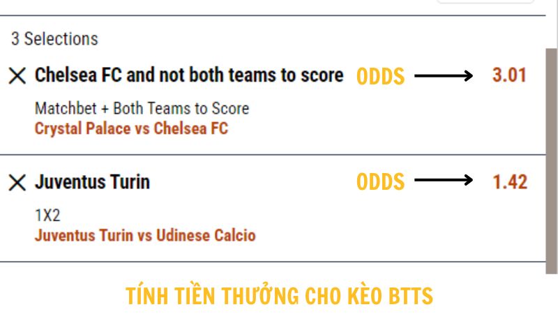 Kèo both teams to score có cách tính thưởng khá đơn giản